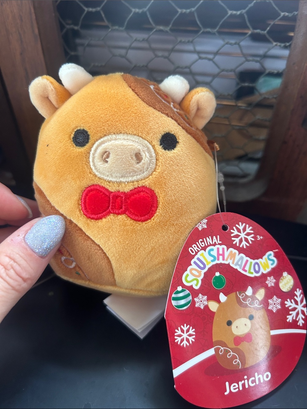 Squishmallows Jericho Plush - Brown with Red Bow